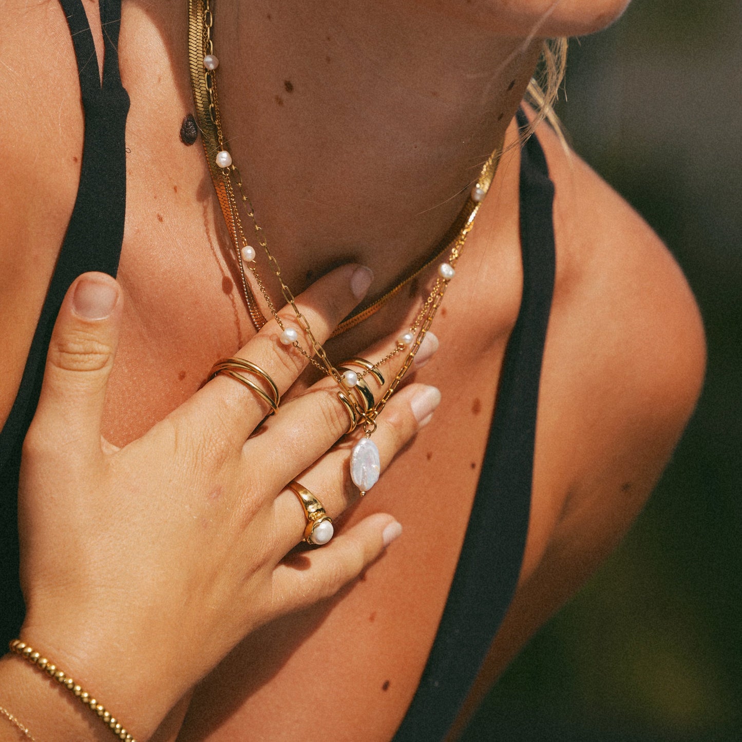 Capri Pearl Coin Link Necklace