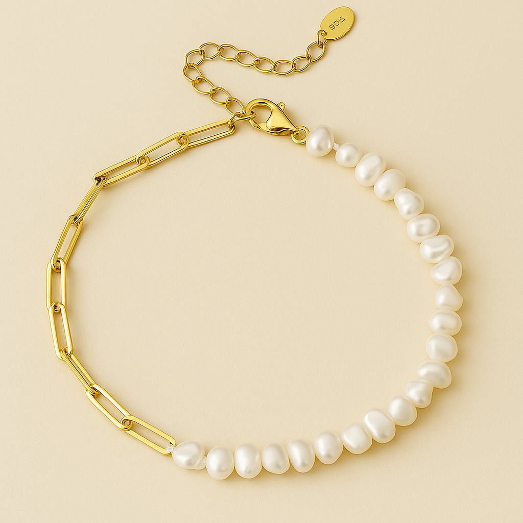 Luxe 18K Link Pearl Bracelet