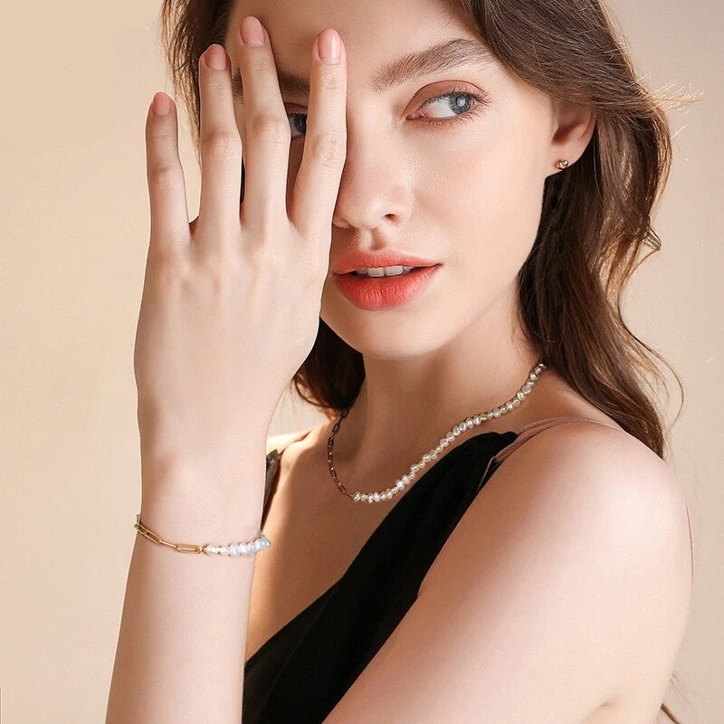 Luxe 18K Link Pearl Bracelet