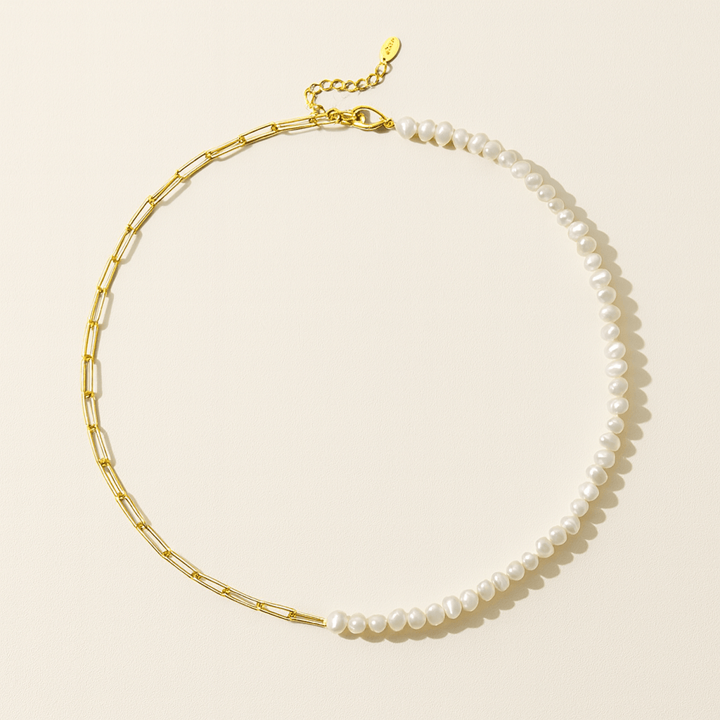 Luxe 18K Link Pearl Necklace