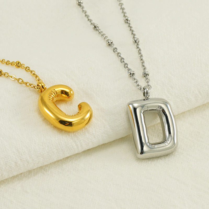 Puffy Letter Initial Necklace
