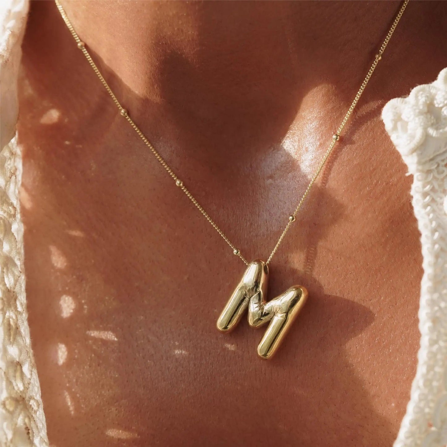 Puffy Letter Initial Necklace